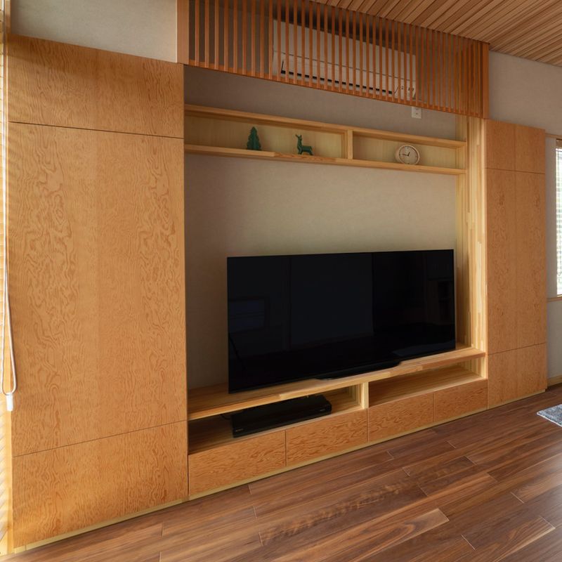 造作テレビ台　ピーラー突板