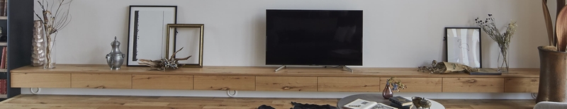 造作テレビボード オーク突板t=30mm(節有) UC塗装(200%ツヤ消し)