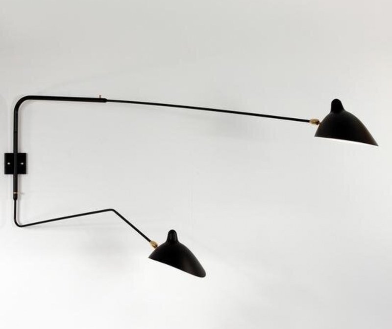 TWO-ARM ONE CURVED ROTATING WALL SCONCE