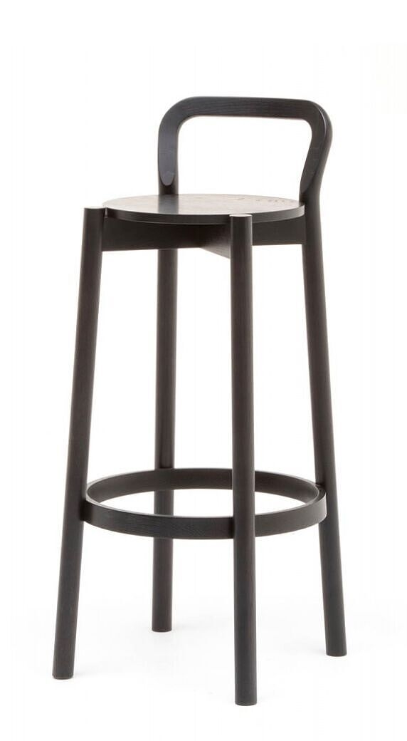 CASTOR BARSTOOL WITH BACKREST HIGH - BLACK