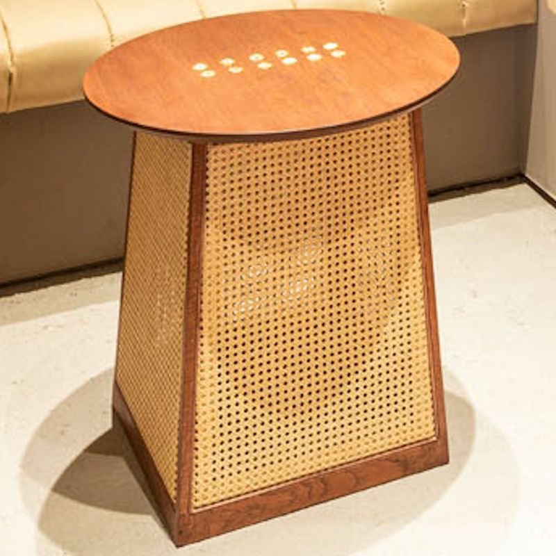 特注小テーブル オークフレーム ラタン張り