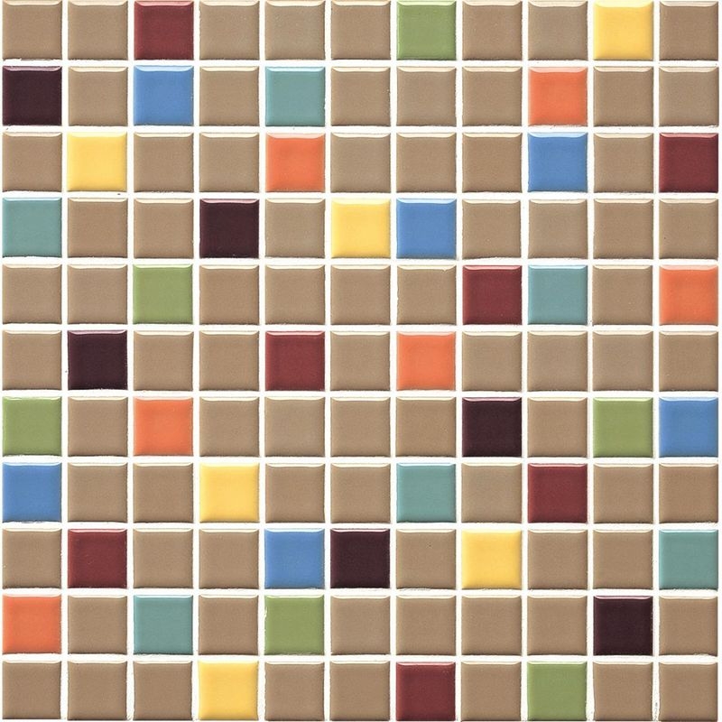 ART MOSAIC 25/アートモザイク施釉25角 - 25角 ミックス貼り（紙貼り）