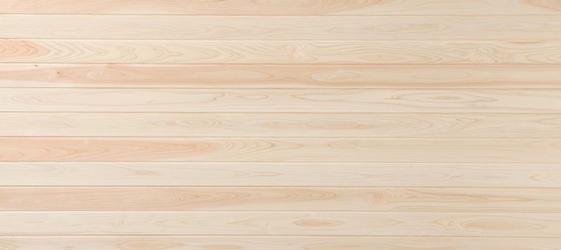 ヒノキ 無垢パネリング 75mm巾 国産材/無節小節 Arbor針葉樹白木用オイルワックス - 長さ3000mm 本実目透かしV溝