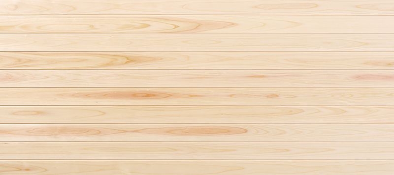 ヒノキ 無垢パネリング 75mm巾 国産材/無節小節 Arbor針葉樹白木用オイルワックス - 長さ3000mm 本実目透かし