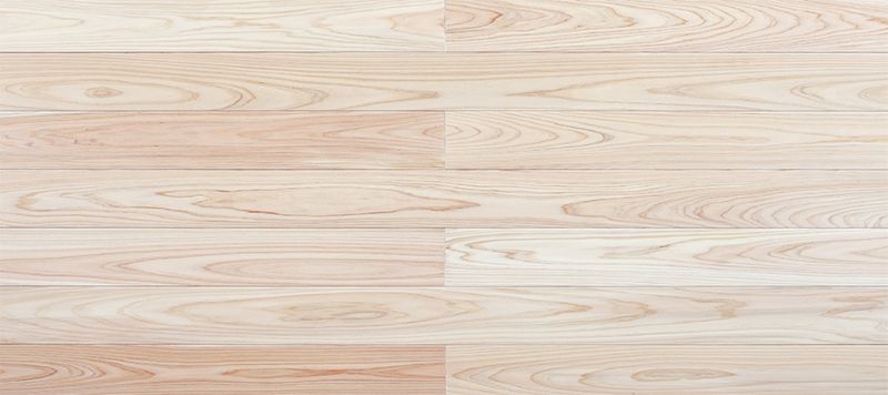 尾鷲ヒノキ 床暖房対応 挽板フローリング 国産材 定尺 105mm巾 FSC(R)認証/無節上小節 - Arborインビジブルコート