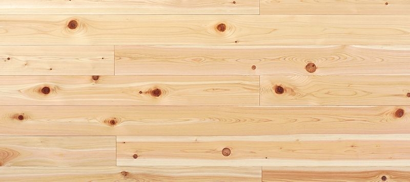 尾鷲ヒノキ 無垢フローリング 120mm巾 国産材/Arbor針葉樹白木用オイルワックス - 節