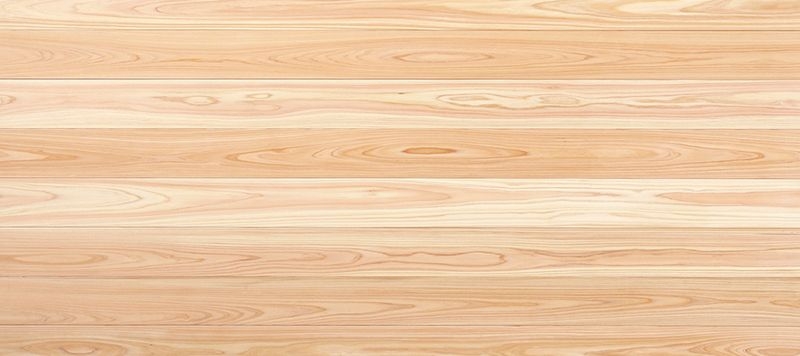 尾鷲ヒノキ 無垢フローリング 105mm巾 国産材 12mm厚/無節上小節 Arbor針葉樹白木用オイルワックス - 長さ1818mm