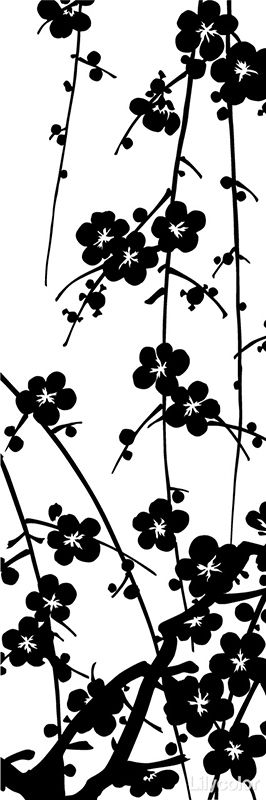 伊勢型紙の壁紙/枝梅文様