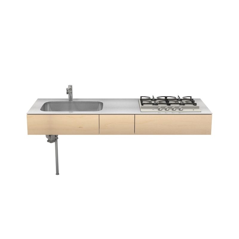 造作システムキッチン 天板：ステンレス t=3.0mm バイブレーション