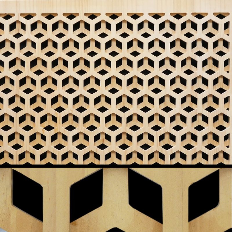 和風デザイン木製格子パネル ＤＳパネル/和柄シリーズ - Hexagon1/無塗装