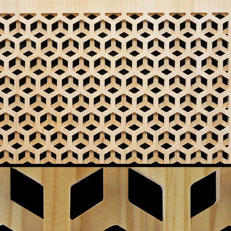 和風デザイン木製格子パネル ＤＳパネル/和柄シリーズ - Hexagon1/クリアー色