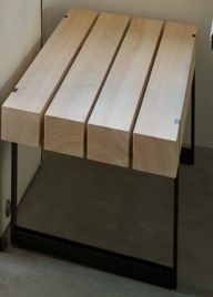 造作ベンチ ヒノキ角材+黒皮St