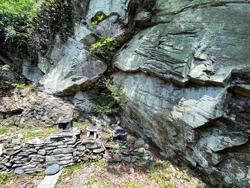 佐田岬の緑色片岩の岩肌