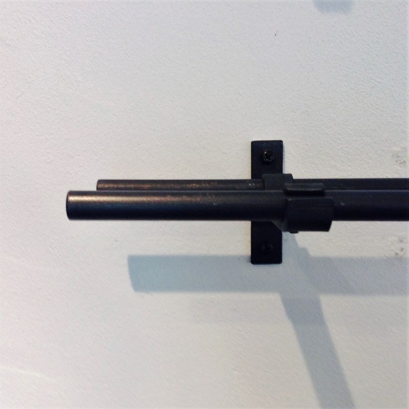 黒皮アイアン カーテンレール ダブル/13φセット - 1010~1400mm