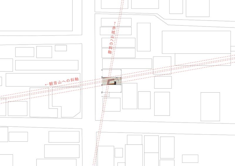 都市広域図 ー矩形の街に指す群馬・高崎を象徴する山への斜軸ー