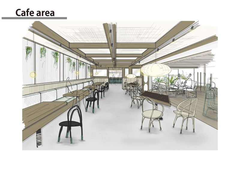 cafe area スケッチ