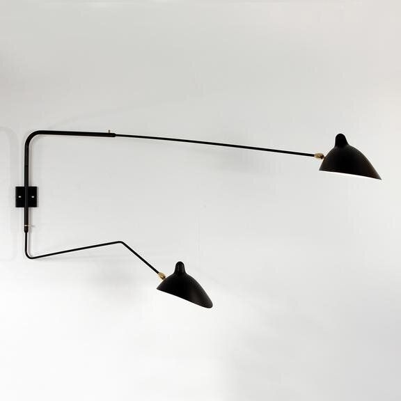 TWO-ARM ONE CURVED ROTATING WALL SCONCE
