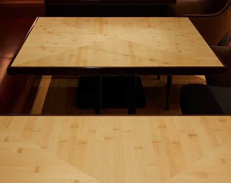 特注テーブル バンブー貼り天板