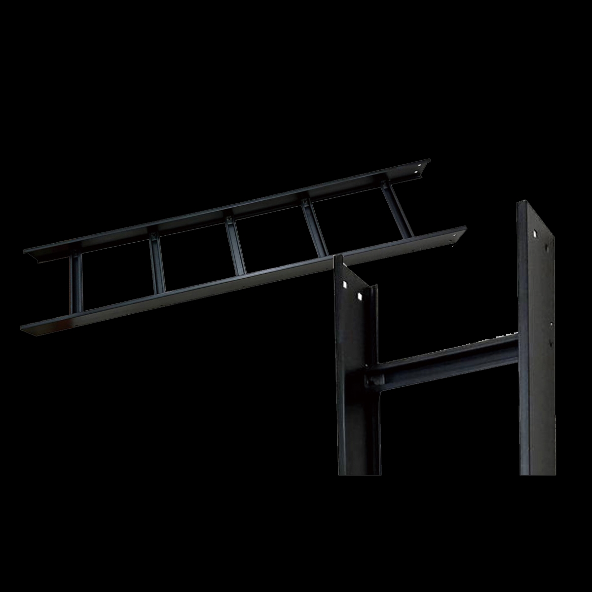 黒色ケーブルラック本体(直線)