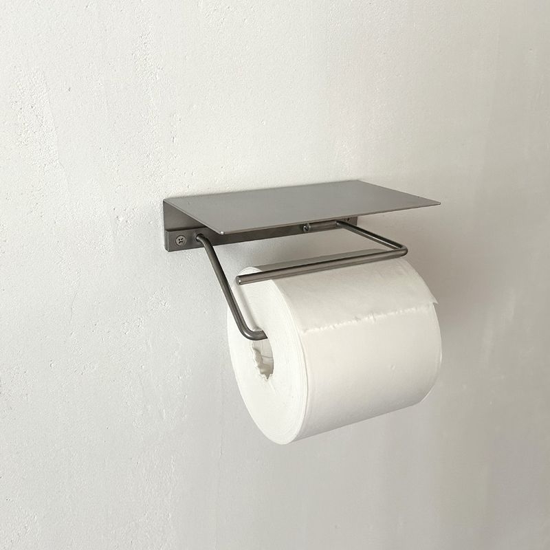 ステンレス トイレットペーパーホルダー シングル + ステンレス棚S セット