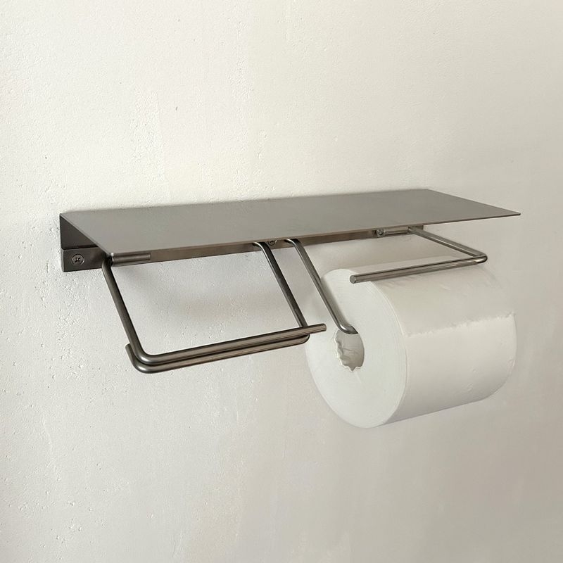 ステンレス トイレットペーパーホルダー ダブル + ステンレス棚L セット