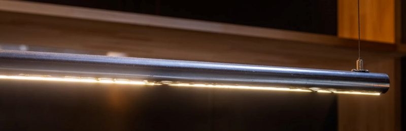 特注ライン照明 St 黒革無垢 無塗装 LEDテープライト 