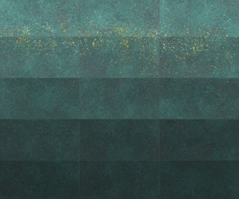 錆（SABI）Metallic｜特注アートパネル/不燃左官仕上げパネル「MORFACE」オプション　サビ×メタリック調仕上げ - 錆メタリック GRADATION-ART Wall 緑錆 Verdigris Metal(VM01-AW)