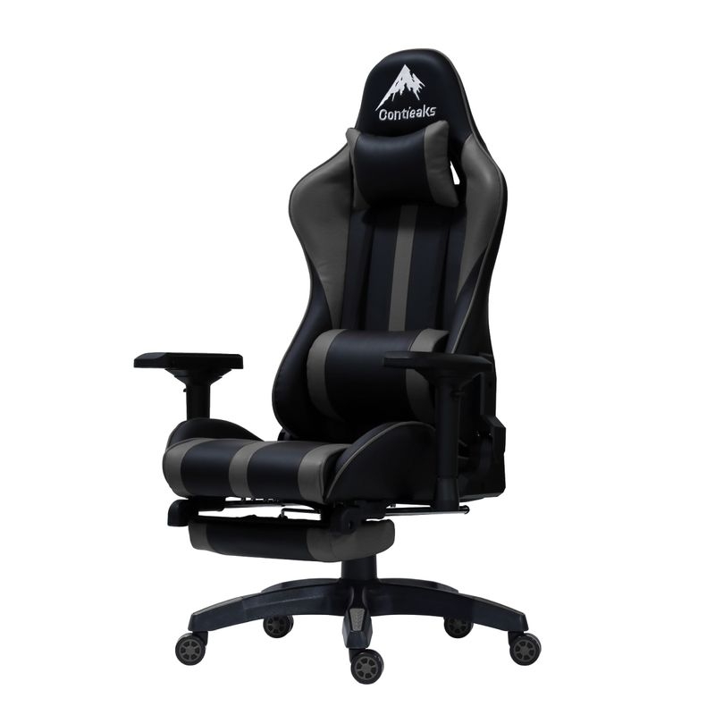 Contieaks/Gaming Chair - ルセル V3 オットマン付 チェア【グレー】