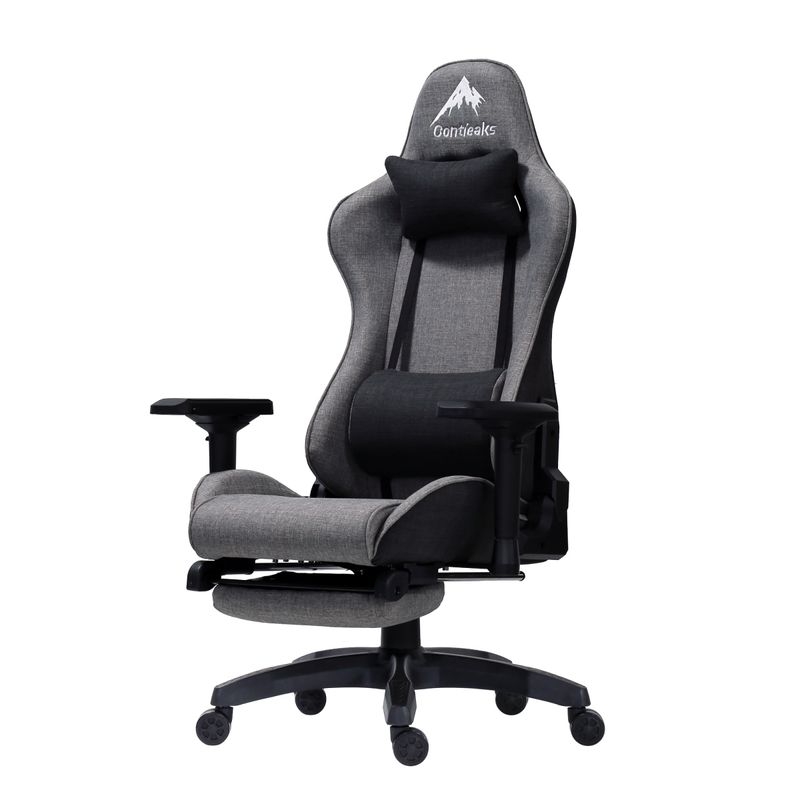 Contieaks/Gaming Chair - シャスティーナ V3 オットマン付 チェア【グレー】