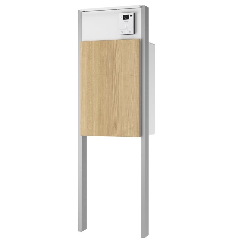 Nasta BOX+POST 門柱ユニットタイプ/前入前出 - ボックス:アッシュ×ホワイト/インターホンボックス:ホワイト/支柱:シルバー