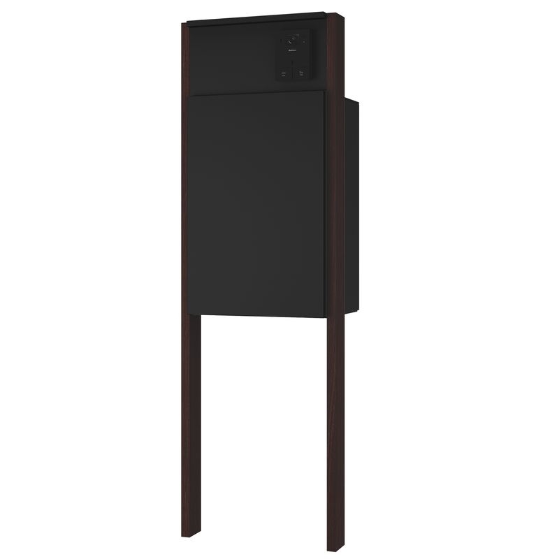 Nasta BOX+POST 門柱ユニットタイプ/前入前出 - ボックス:マットブラック×ブラック/
インターホンボックス:マットブラック/
支柱:ダークウッド