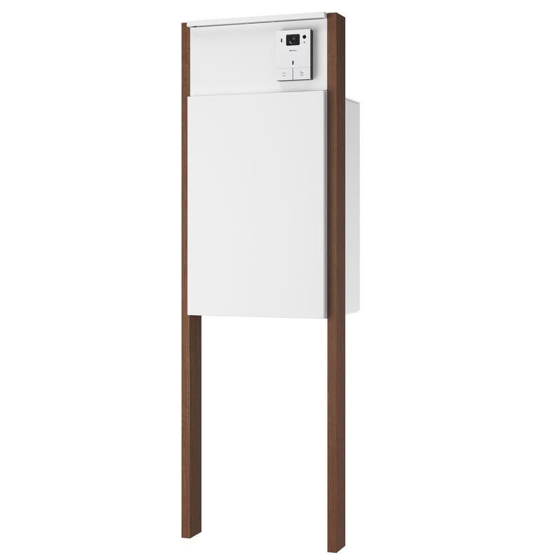 Nasta BOX+POST 門柱ユニットタイプ/前入前出 - ボックス:ホワイト×ホワイト/
インターホンボックス:ホワイト/
支柱:ミディアムウォールナット