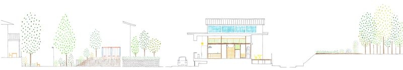 周辺環境とつながるとおり道のような家