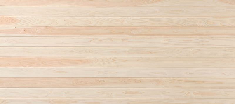 ヒノキ 無垢パネリング 75mm巾 国産材/無節小節 Arbor針葉樹白木用オイルワックス - 長さ2900mm 本実目透かしV溝