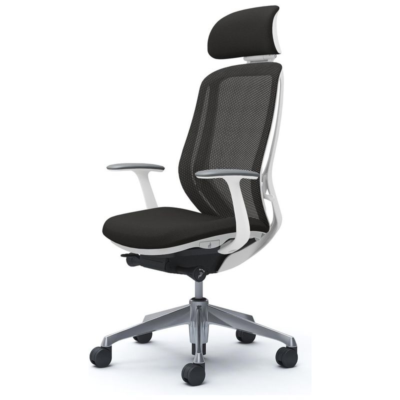 シルフィー EXハイ可動ヘッド 固定肘 背メッシュ ホワイトボディ ポリッシュ脚 ハンガーなし ランバーなし ナイロン