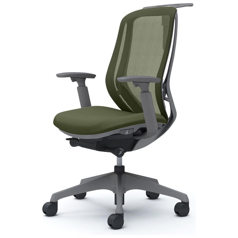 シルフィー 可動肘 背メッシュ ハイ ダークグレーボディ ハンガー付 ランバー無 樹脂脚