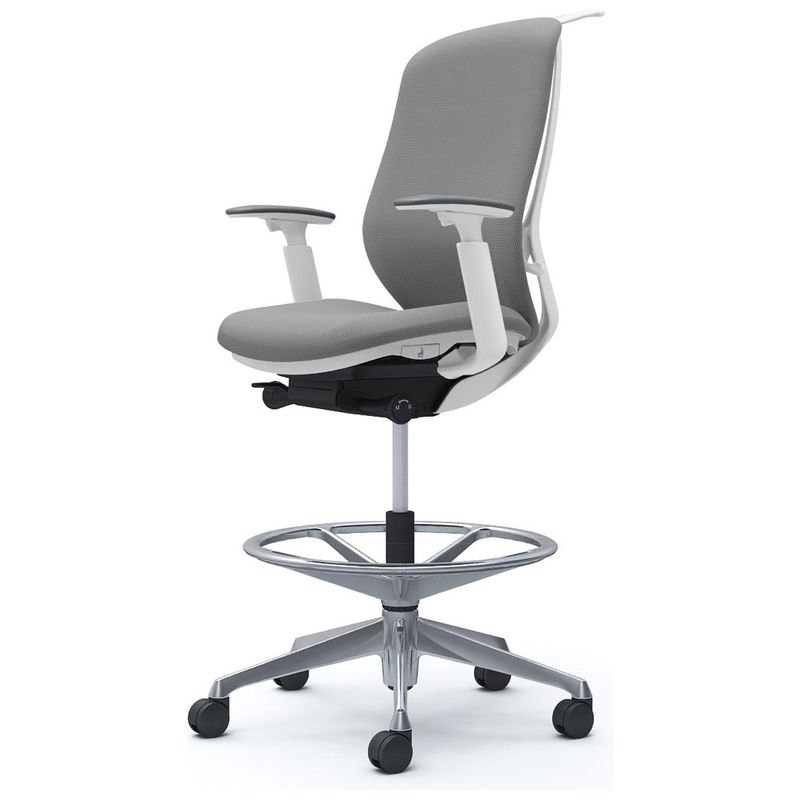 シルフィー 可動肘 背クッション ハイ ハイチェア ホワイトボディ ハンガー付 ランバー無 アルミ脚