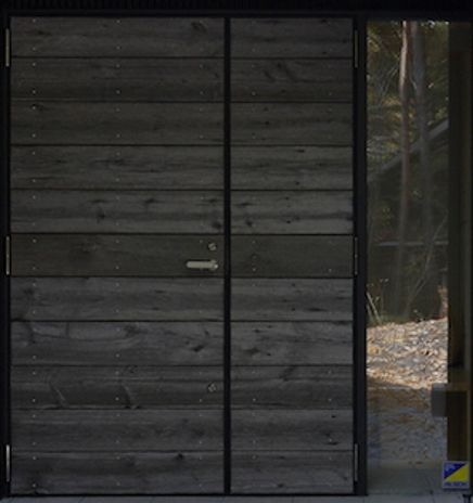 造作玄関建具 鋼製 SOP塗装 表面木材貼り+複合ｶﾞﾗｽ