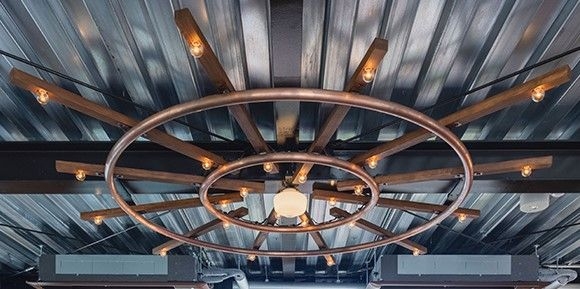 特注シャンデリア 銅管磨き オーク