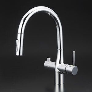 ビルトイン浄水器用シングルシャワー付混合栓（eレバー）