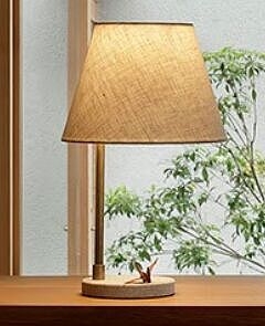 特注テーブルライト 麻 真鍮 芦野石