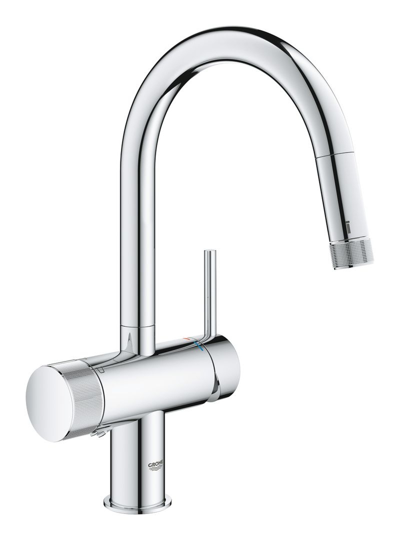 ミンタ・浄水器一体型シングルレバーキッチン混合栓 コールドスタート仕様(ヘッド引出タイプ)