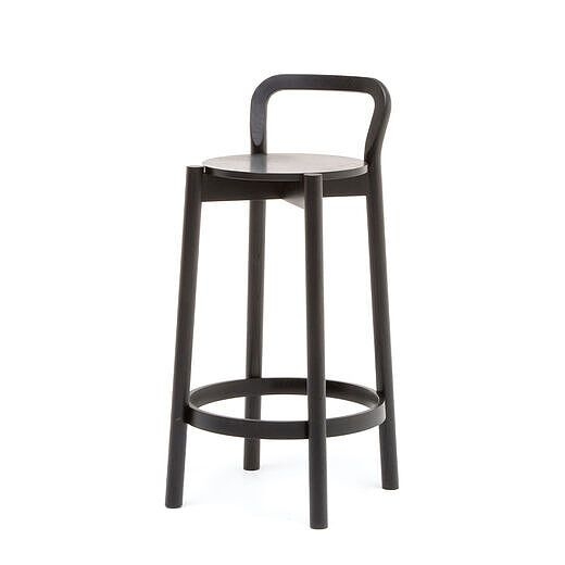 CASTOR BARSTOOL WITH BACKREST LOW - BLACK